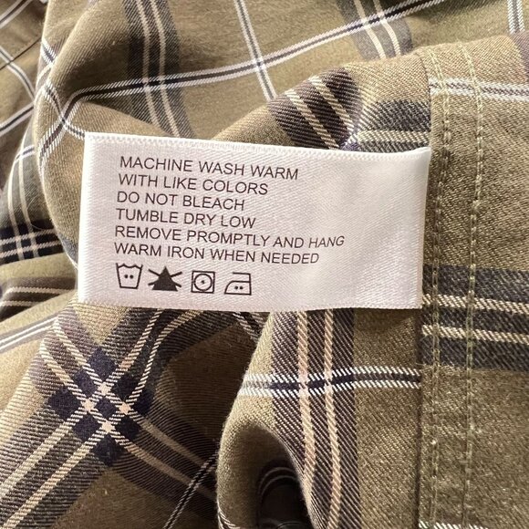 Orvis Mens XL Tan Plaid Button Down Shirt Cotton Collar Pocket Long Sleeve - Picture 6 of 12